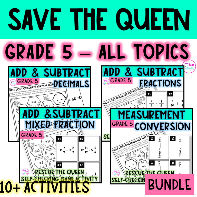 5th grade math activity save the queen maze activity