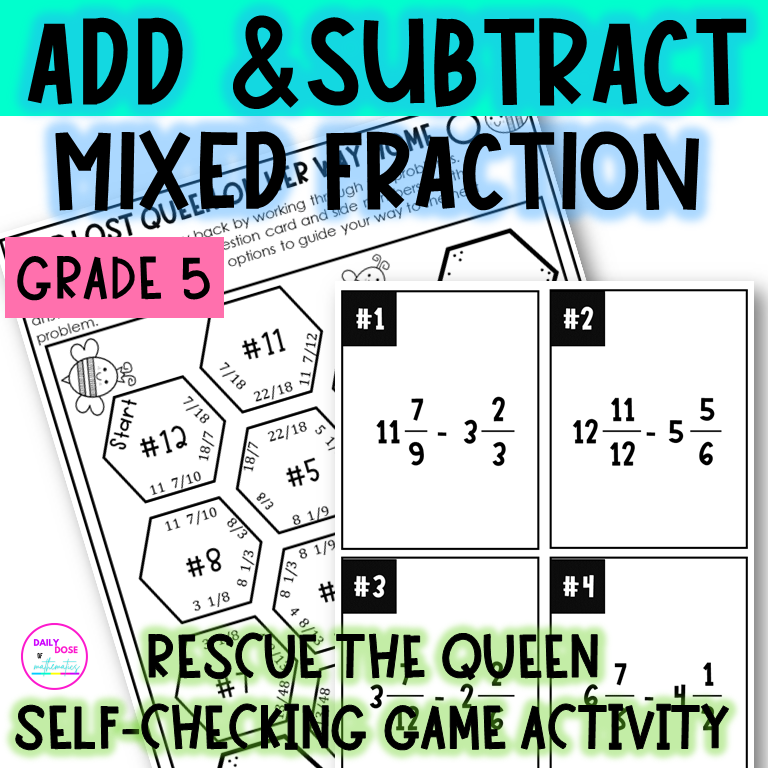 Adding mixed numbers with unlike denominator maze worksheets PDF