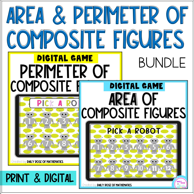 Area and Perimeter of composite figures digital resource and interactive teamwork game for grade 4 5 and 6