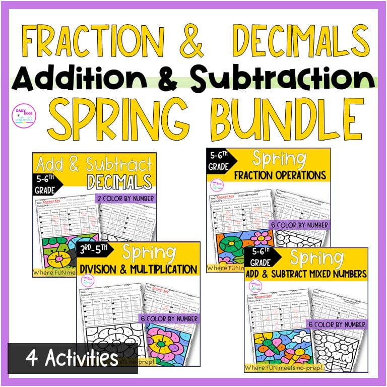 Skyrocket your Math Class Using Epic Fraction and Decimals Operation Coloring Activities