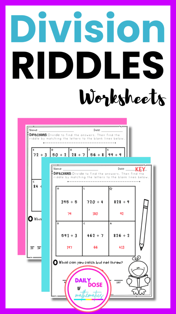Division Riddles Worksheets and Activities-Pin