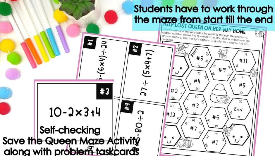 Order of Operation Maze and Task Cards Activity