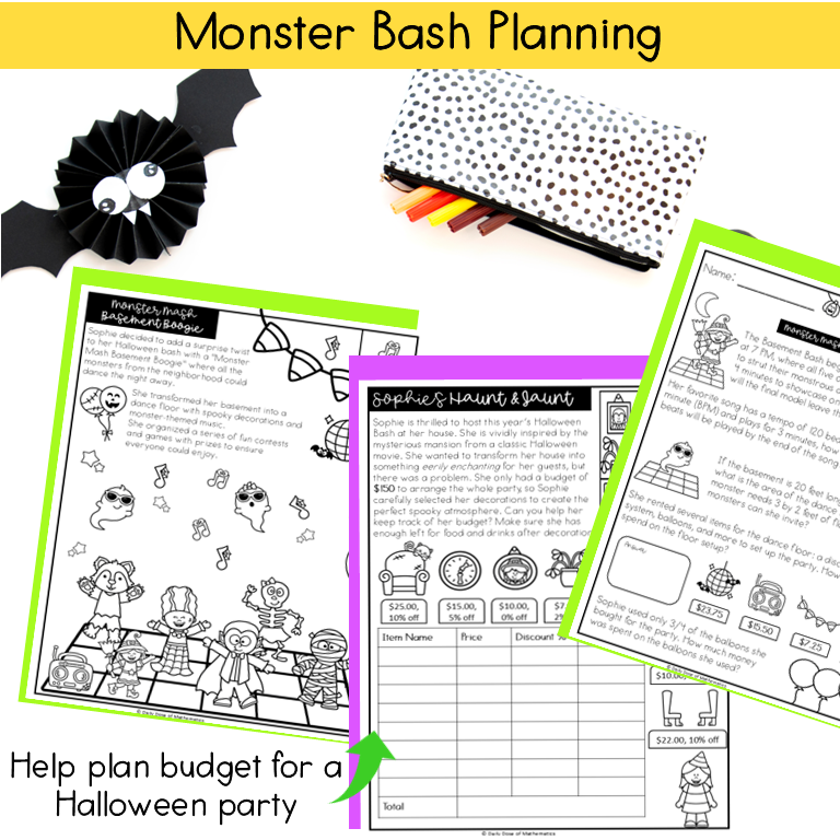 Halloween 5th grade packet factors multiples and real life party planning