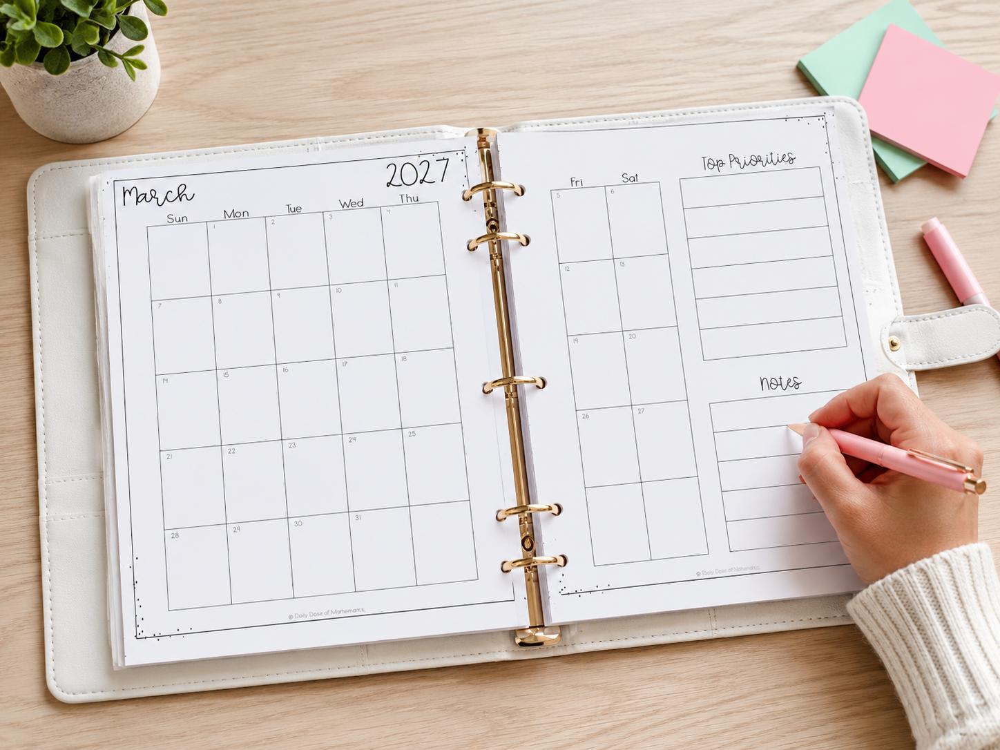 best teacher planner binder and calendar 2026-2027
