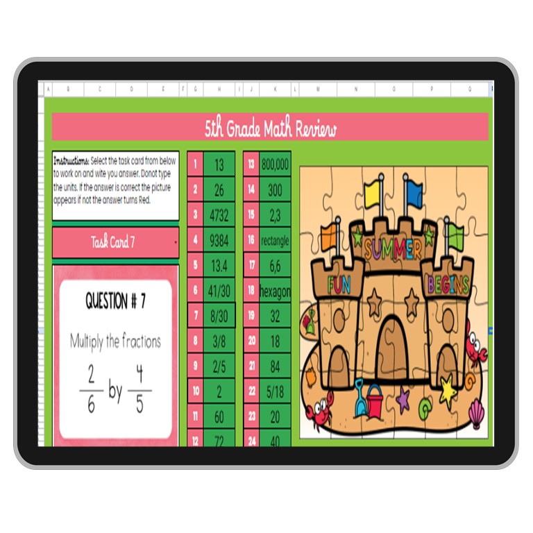 EOY review 5th grade Digital Activity for small group or centers practice