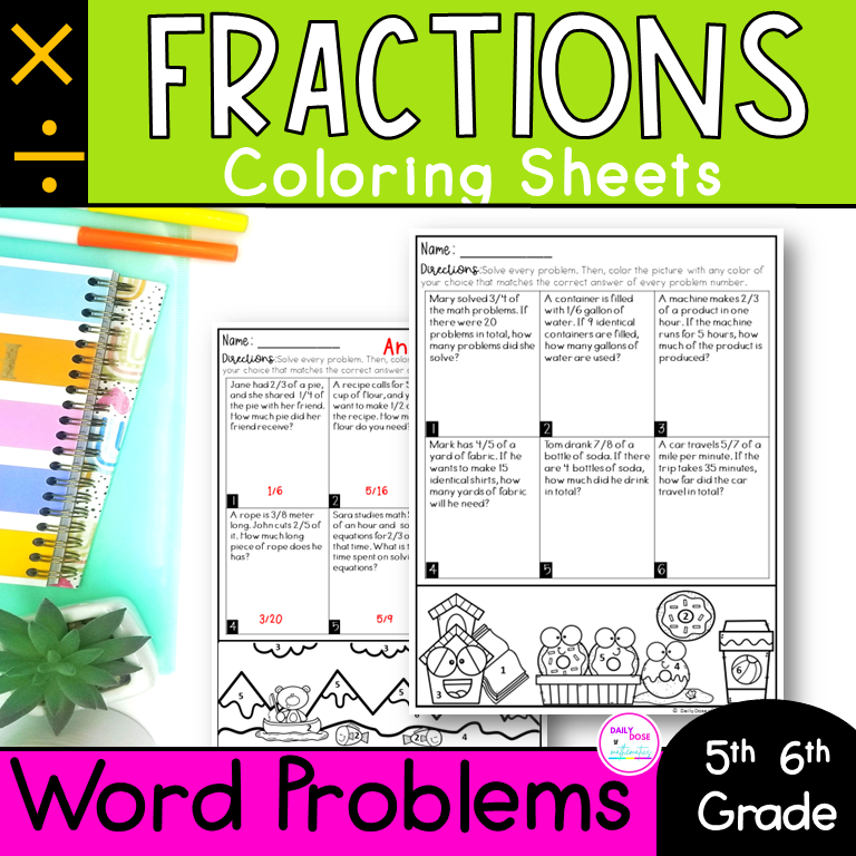 Multiplying and Dividing Fractions Word Problems Printable PDF